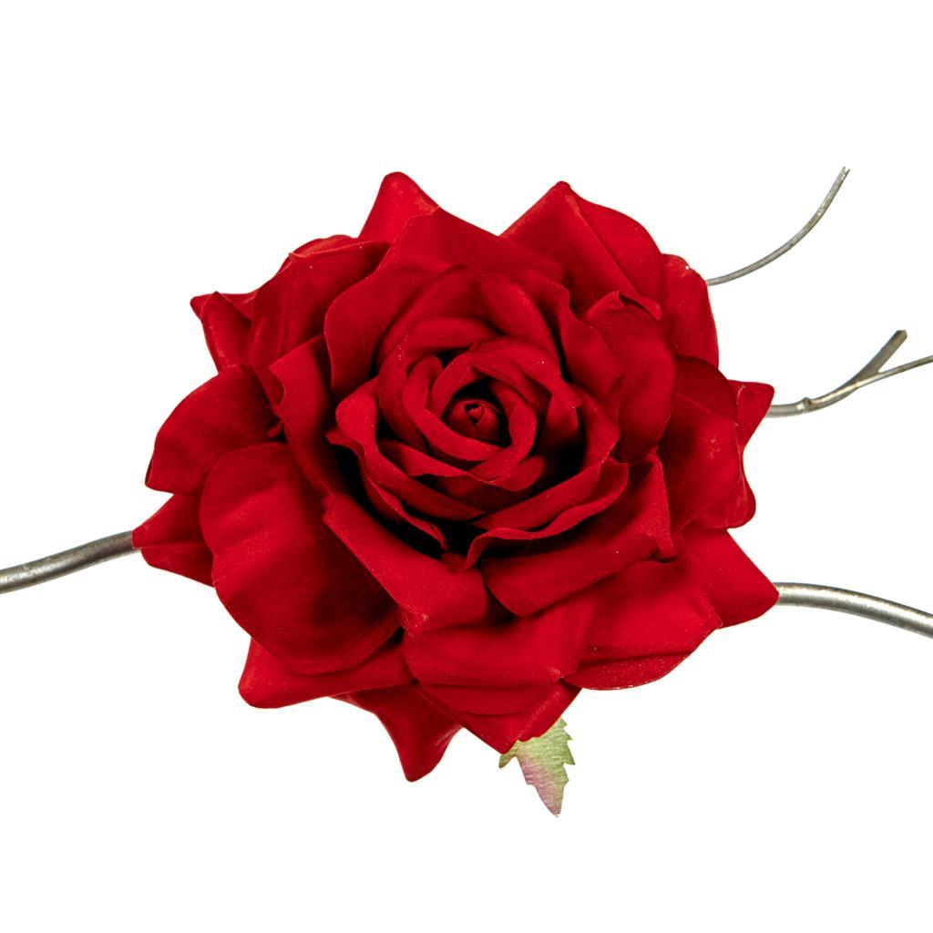 AL 79165 Вельветовая розочка на клипсе красная 15 см GOODWILL Santreyd 