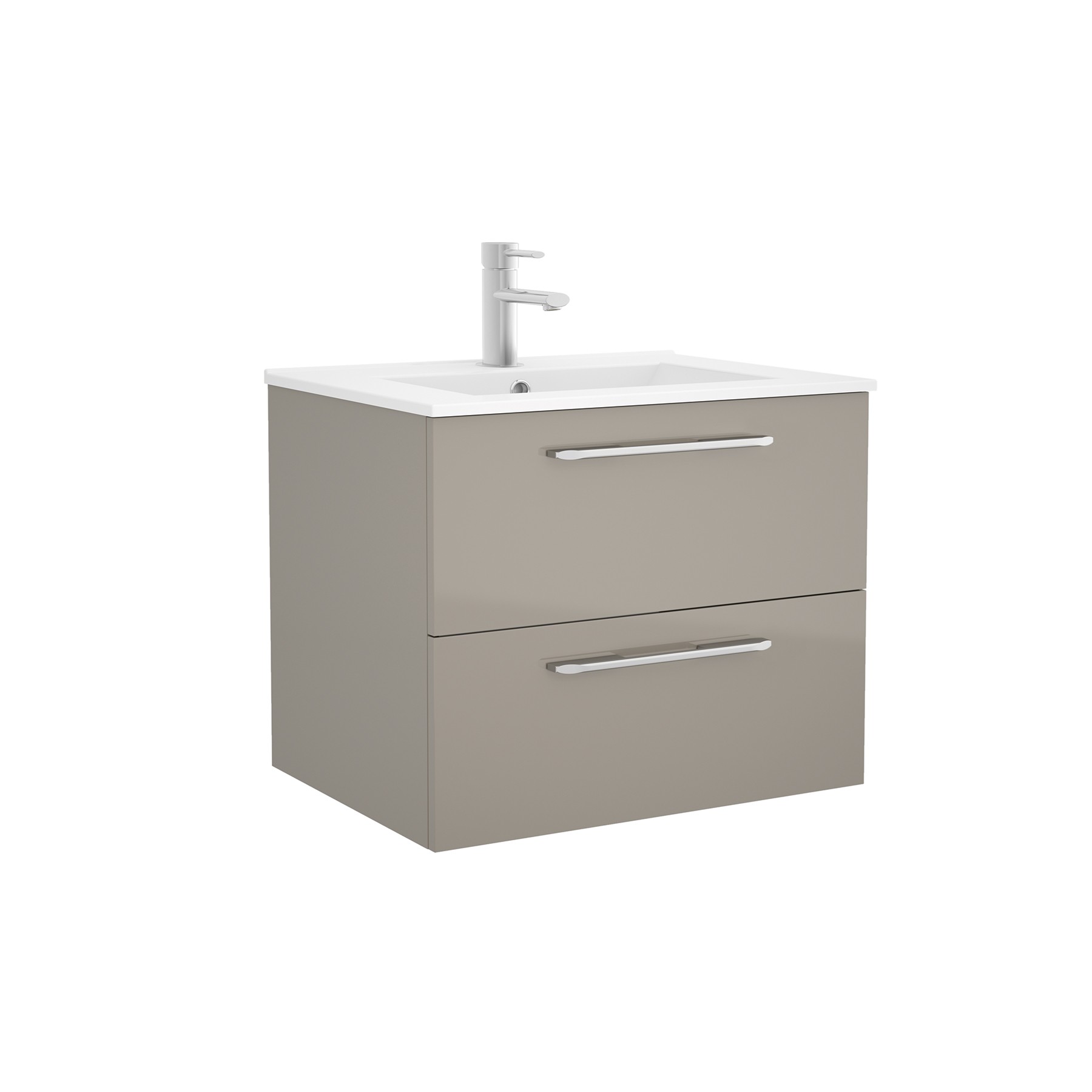 23292 SALGAR Мебель для умывальника FUSSION CHROME 700 2 ящика GLOSS TAUPE 697 x 540 x 450 мм Глянцево-серо-коричневый - Вид №1