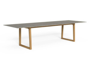 Прямоугольный стол из тикового дерева и керамогранита