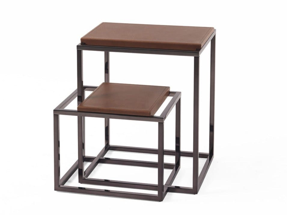 Прямоугольный журнальный столик из хромированной стали и кожи Gianfranco Ferré Home Matrix ARCH-00120809 - Вид №1