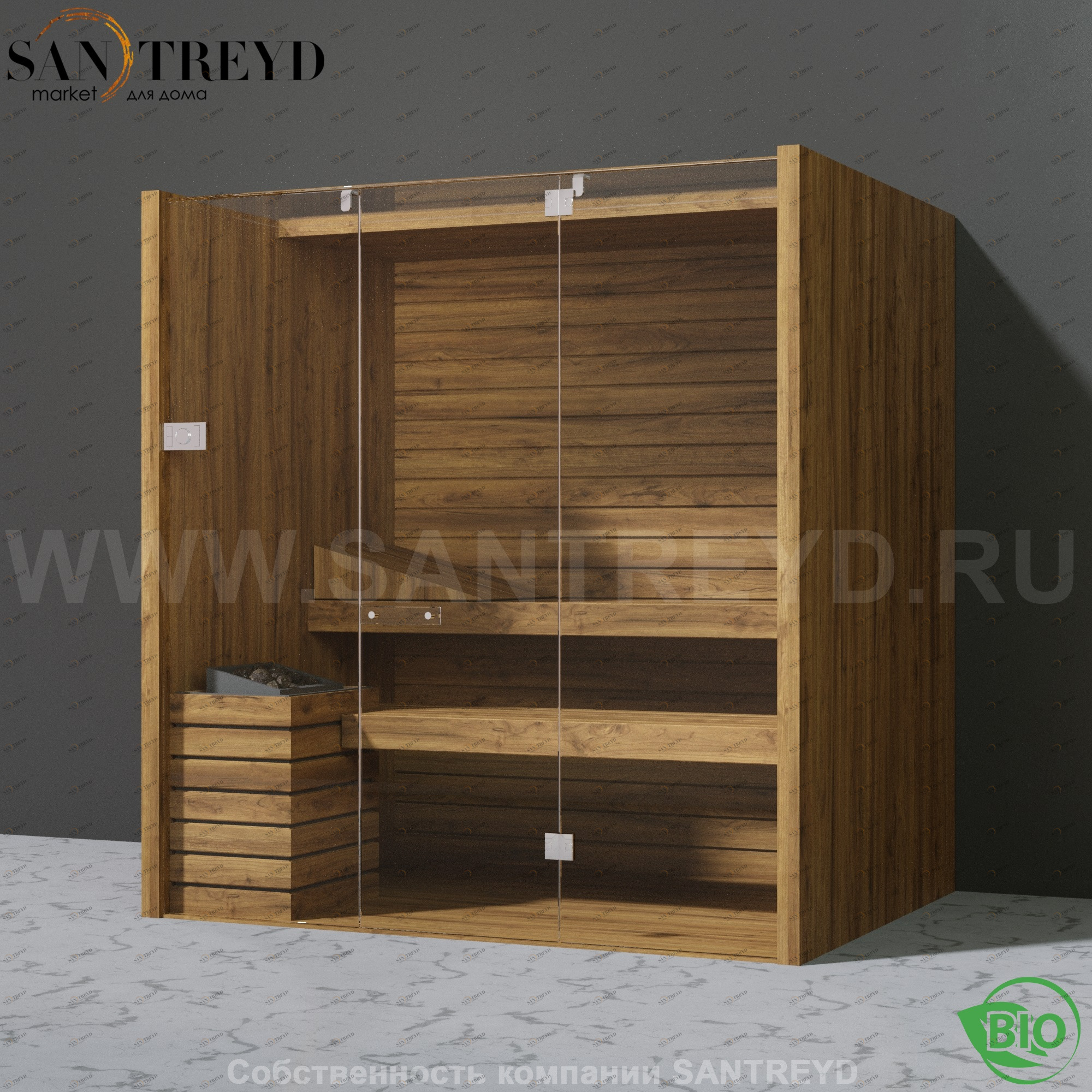 Effegibi SKY 60 BI55210014 Био-сауна. Мощность: 6 кВт макс. Размеры: длина 200 см, ширина 150 см. Отделка: осина термообработанная.