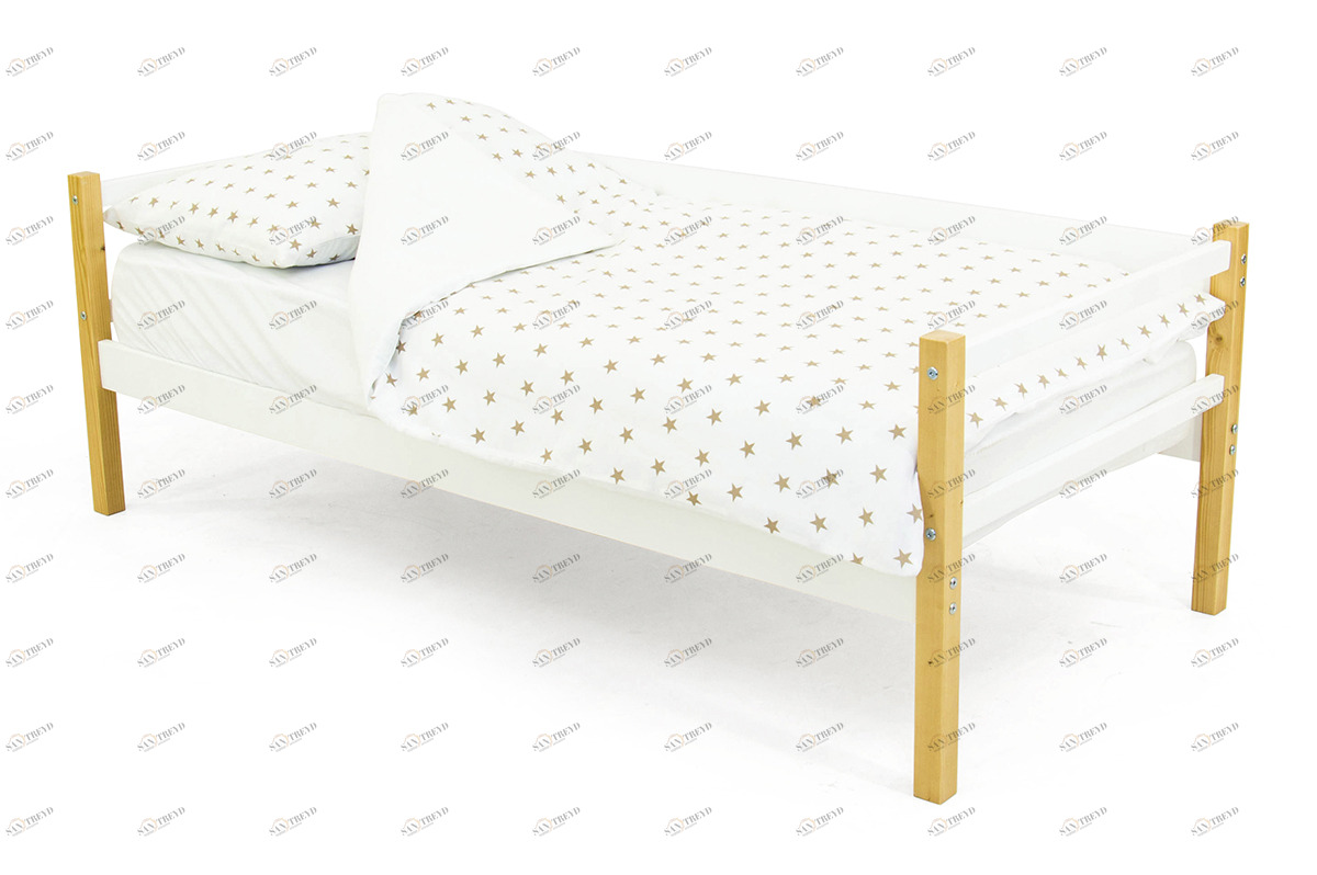 Детская кровать-тахта Svogen дерево, белая БЕЛЬМАРКО  326822 Белый;желтый Santreyd 