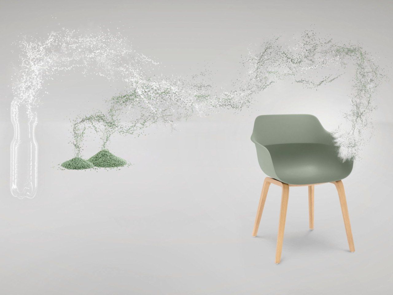 Экологичный пластиковый стул с подлокотниками с 4 ножками Brunner crona ARCH-00089525 - Вид №1