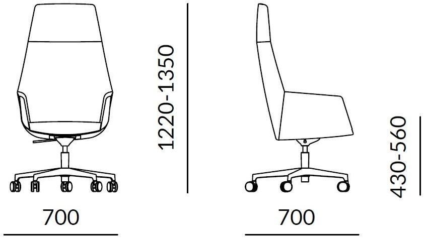 Quadrifoglio Кресло руководителя в коже с 5-ю спицами и подлокотниками с высокой спинкой Dune sun-id-1403205 - Вид №3