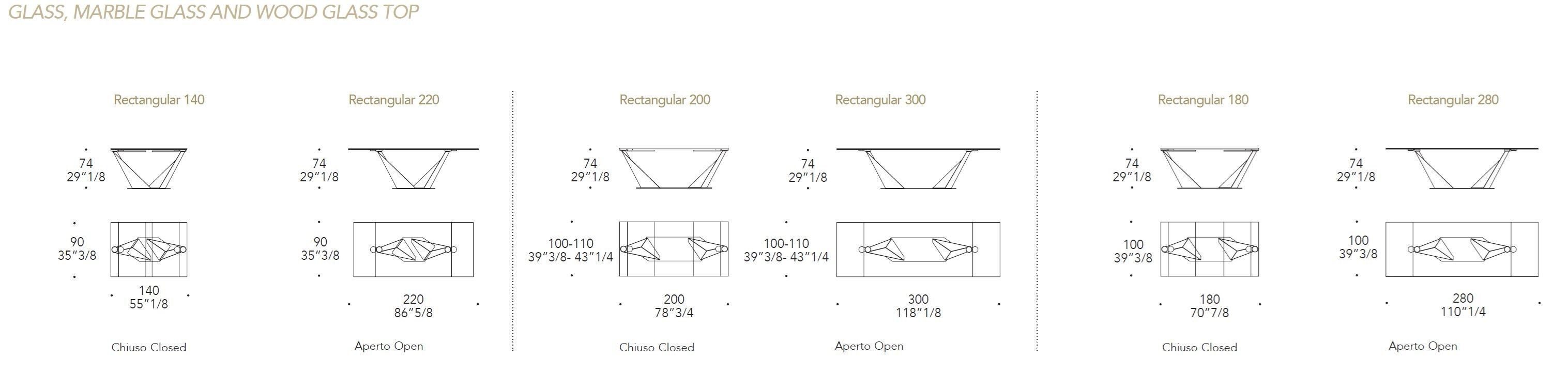 Стеклянный прямоугольный выдвижной стол с металлическим основанием REFLEX QUARTZ 72 ARCH-00100000 - Вид №3