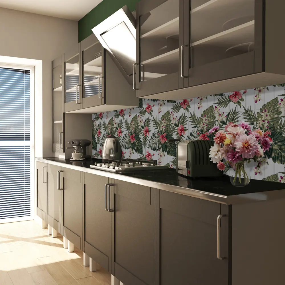 GRACE Стеновая панель ПВХ Магнолия с цветочным принтом для кухни 89380916 STLM-1452064 - Вид №2