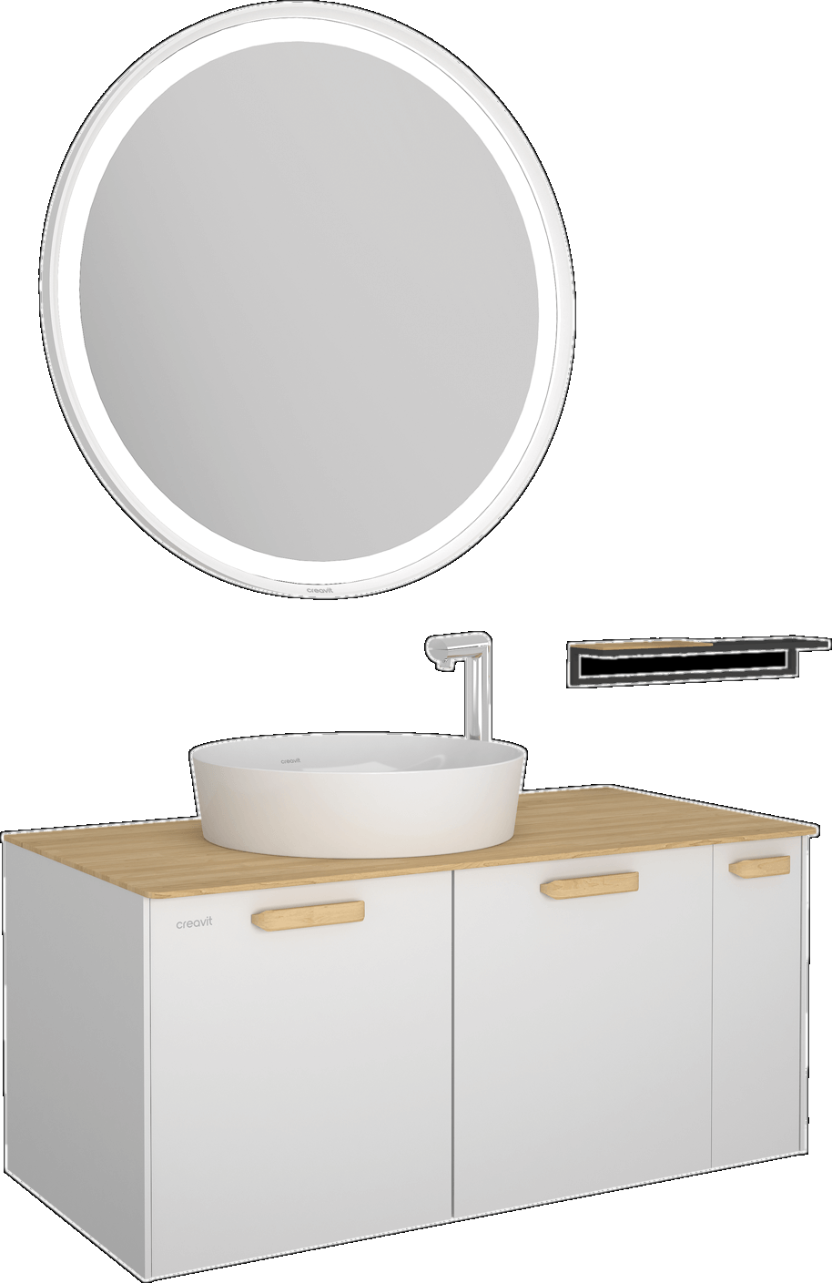 Модель дна Elata 100 см + метр. Полка Белый лак / ET0100.01.BLMA Elata Creavit  - Вид №1