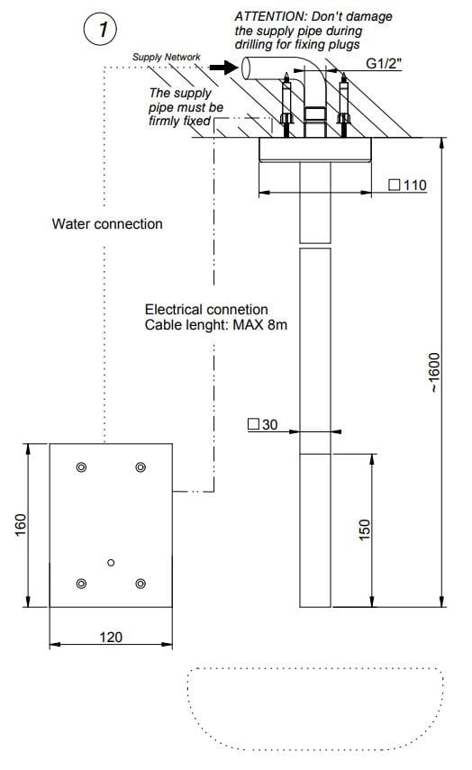 Хромированный латунный электронный потолочный смеситель для раковины Gessi прямоугольник ARCH-00092139 - Вид №2