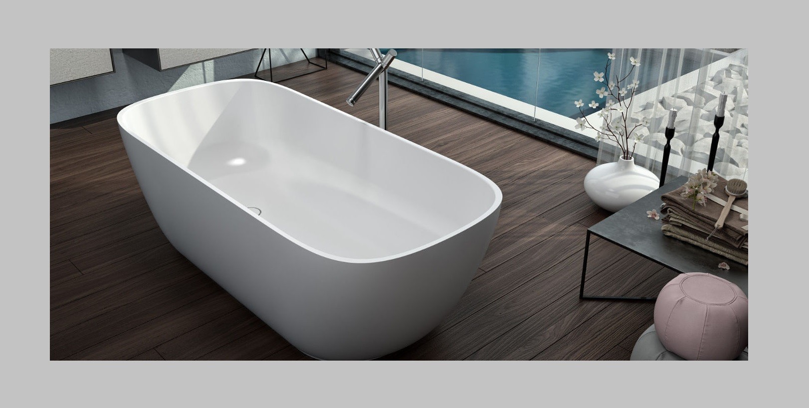 Ванна из искусственного камня Kerrock Gloria 00948 BLACK&WHITE Словения Kolpa-San - Вид №1