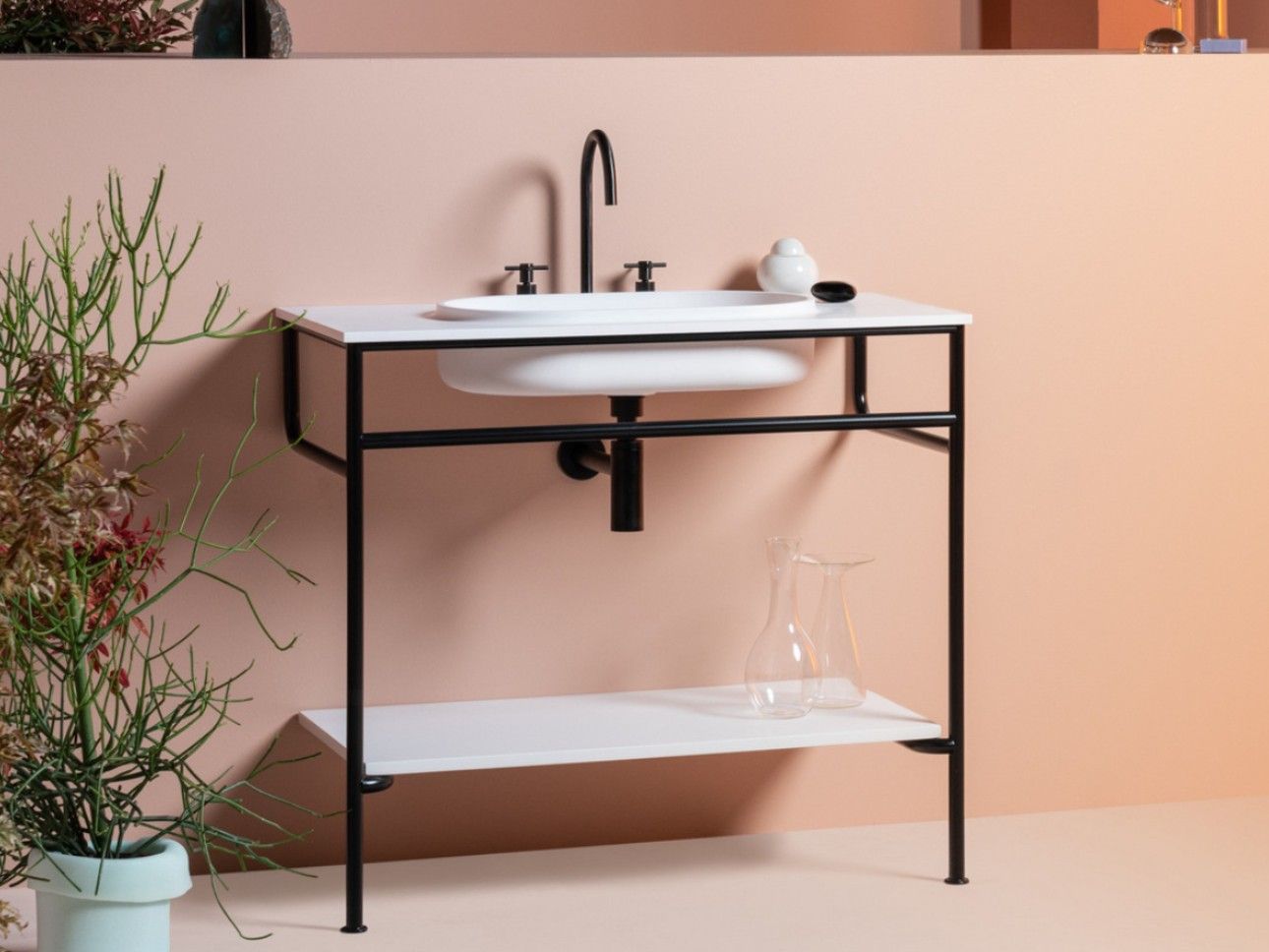 Консоль с овальной раковиной, интегрированной в Cristalplant® Biobase Zucchetti Rise ARCH-00092443