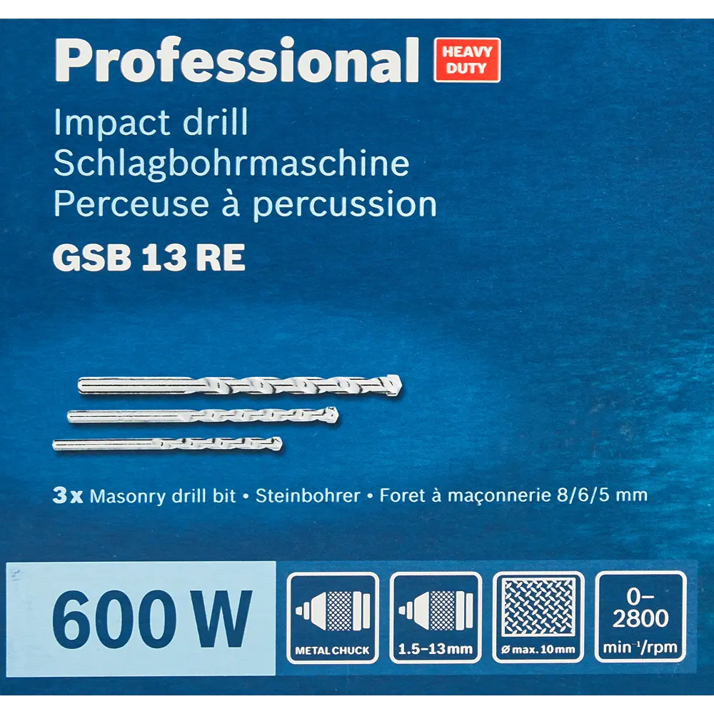Дрель ударная сетевая Bosch Professional GSB 13 RE, 600 Вт 19387032 STLM-2193250  - Вид №10