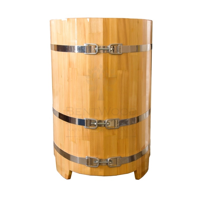 1370 Купель овальная из сращенных ламелей лиственницы 0,69х1,31х1,0 натуральная Alyarus  - Вид №7