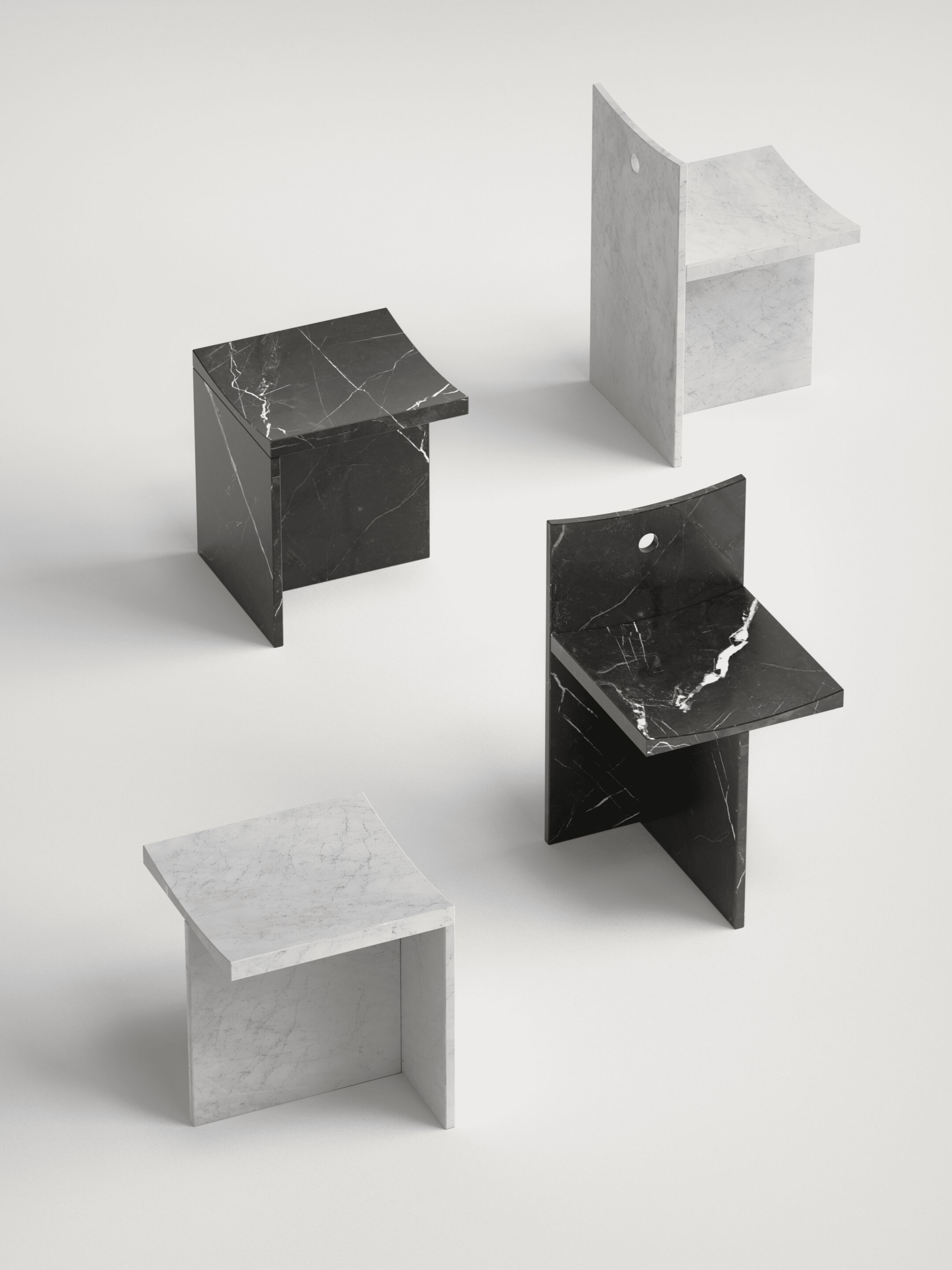 Стул с низкой спинкой из черного мрамора Marquina Pistore Marmi Pistore Marmi X McGannon Saad ARCH-00036467 - Вид №6