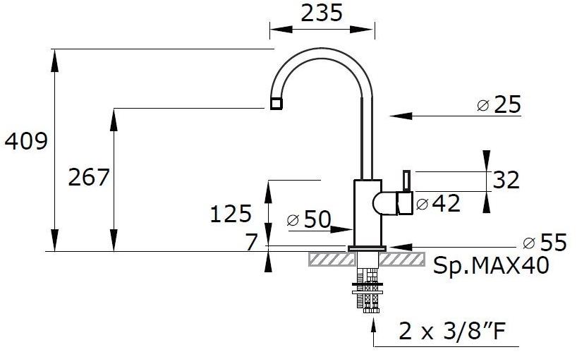 MINA Смеситель для кухни Ness 9052 - Вид №1