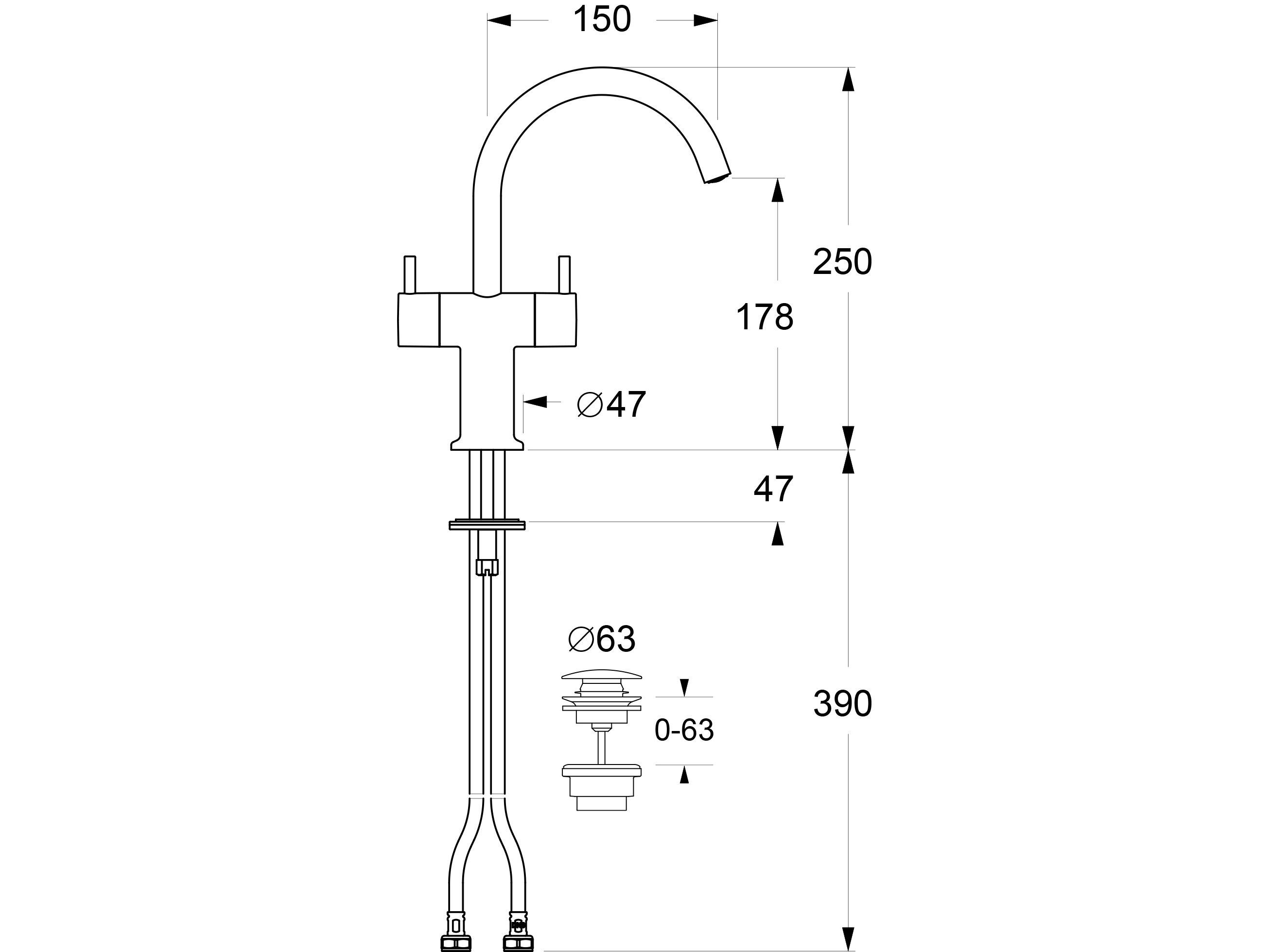 Смеситель для раковины из латуни с регулируемым горлышком GUGLIELMI RUBINETTERIE Sprint ARCH-00088587 - Вид №2