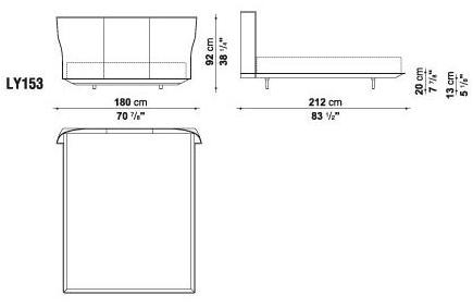 B&B Italia Двуспальная кровать из кожи с мягким изголовьем Alys sun-id-1484912 - Вид №7