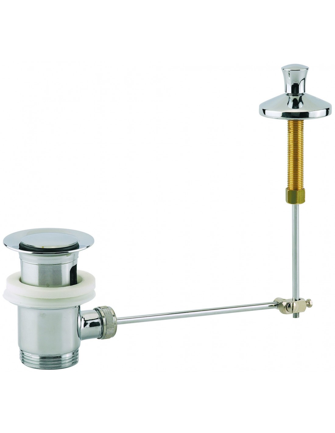 100100 000 00  Автоматический слив для умывальника из хромированной латуни с вертикальным язычком, затяжка 40/48 мм Valentin Хром 