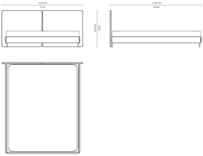PRADDY Двуспальная кровать с обивкой из ткани Elysian Tr002 - Вид №2