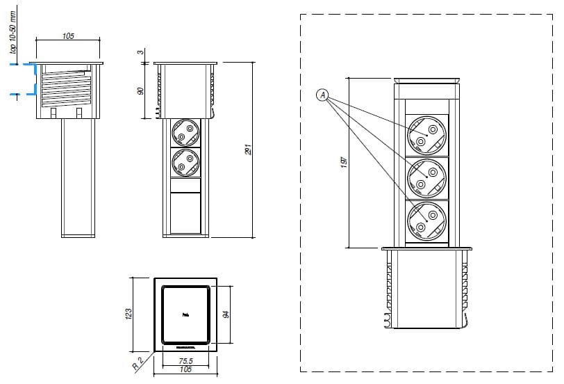 Электрическая розетка из нержавеющей стали Barazza 1TPQE ARCH-00014425 - Вид №1