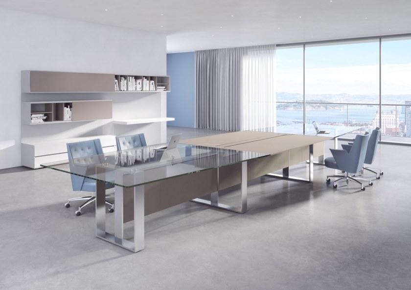 ESTEL GROUP Стол для переговоров из дерева и стекла с системой управления кабелями Altagamma sun-id-1362663 - Вид №1