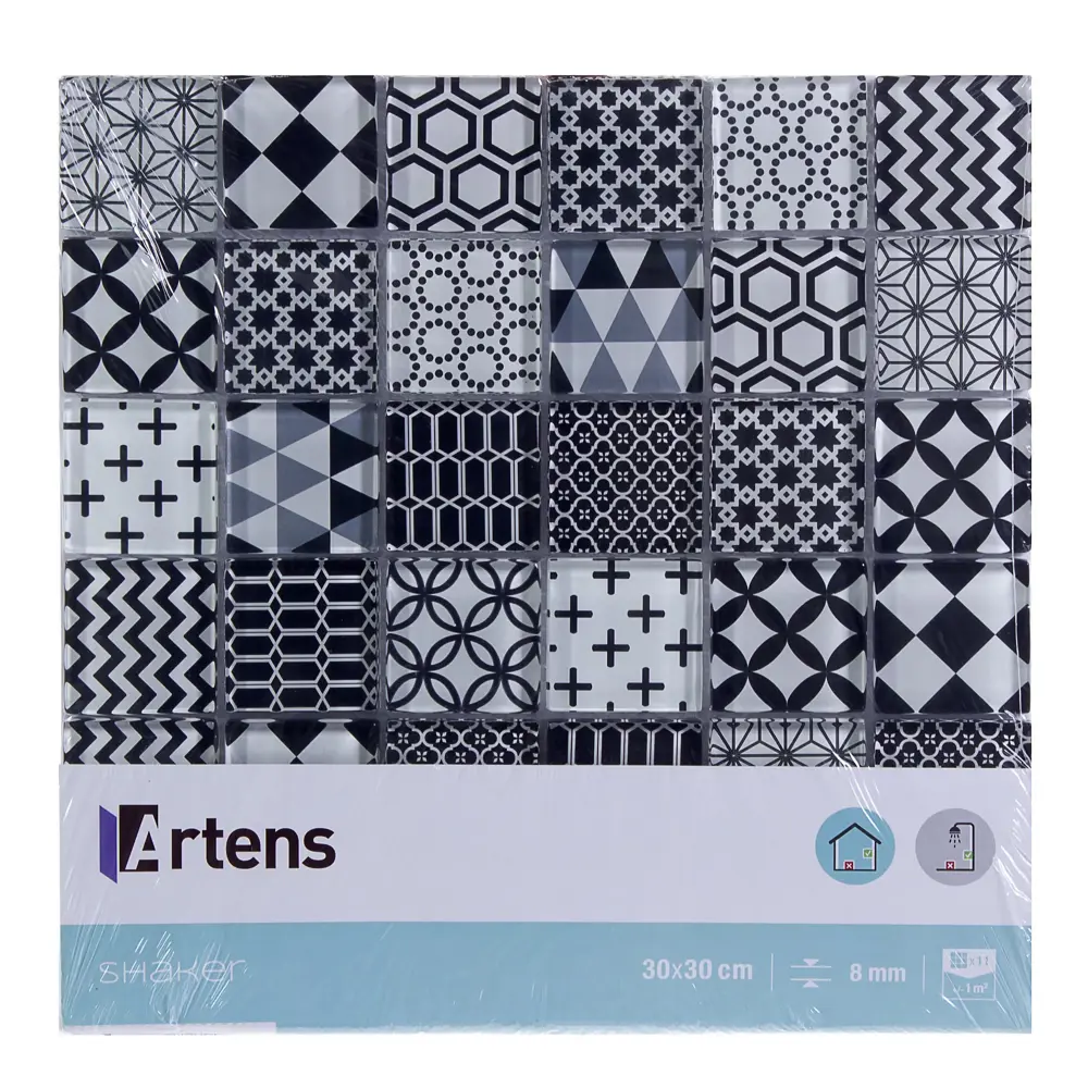 Мозаика Artens «Shaker», 30х30 см, стекло, цвет черный/белый 18731725 STLM-2059936  - Вид №3