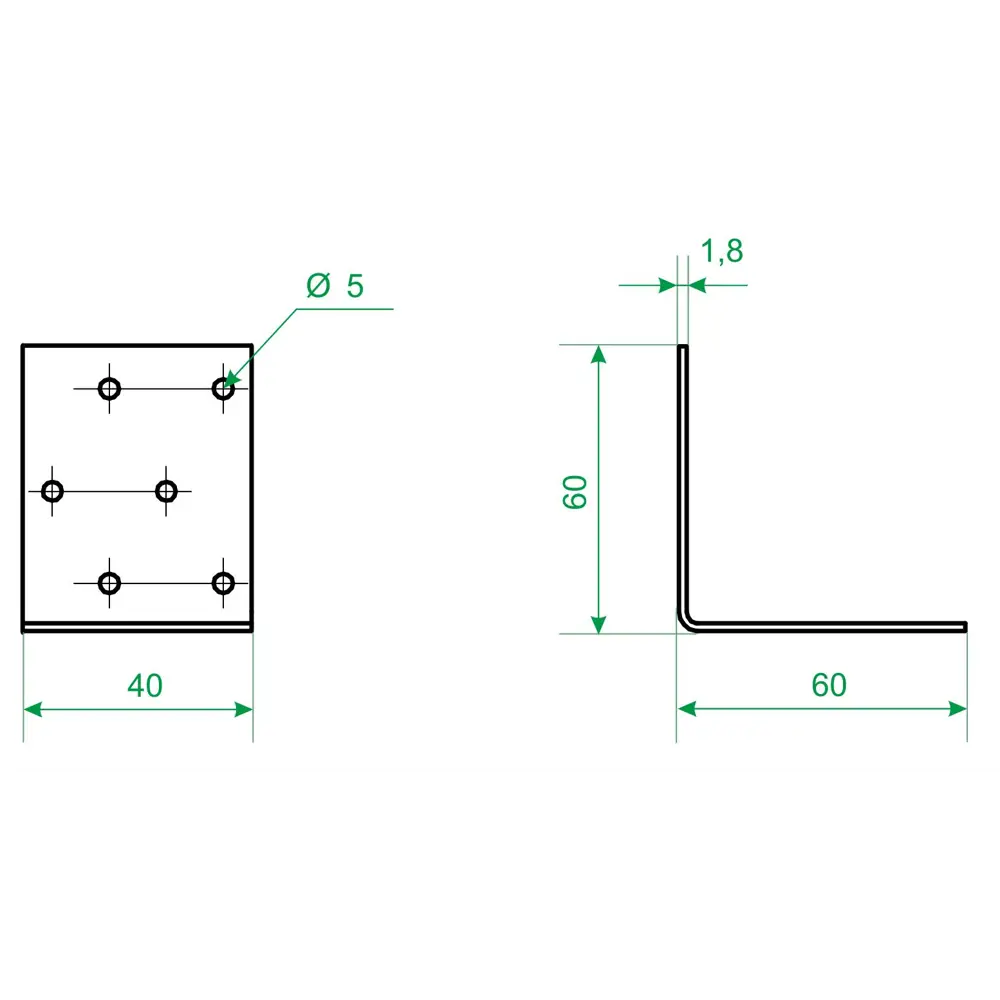 Santreyd Крепежный уголок равносторонний 60×60×40×1,8 мм 18750686 STLM-0012489 - Вид №3