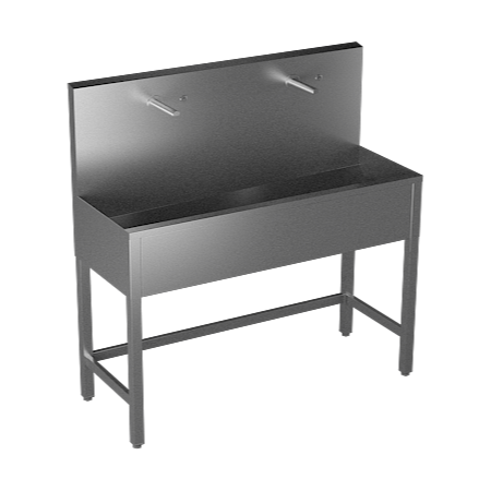 93504 Нержавеющий желоб на ножках с интегрированной пьезо электроникой (2 шт.), термостатическим смесителем, длина 1250 мм, 24 В пост. SANELA 