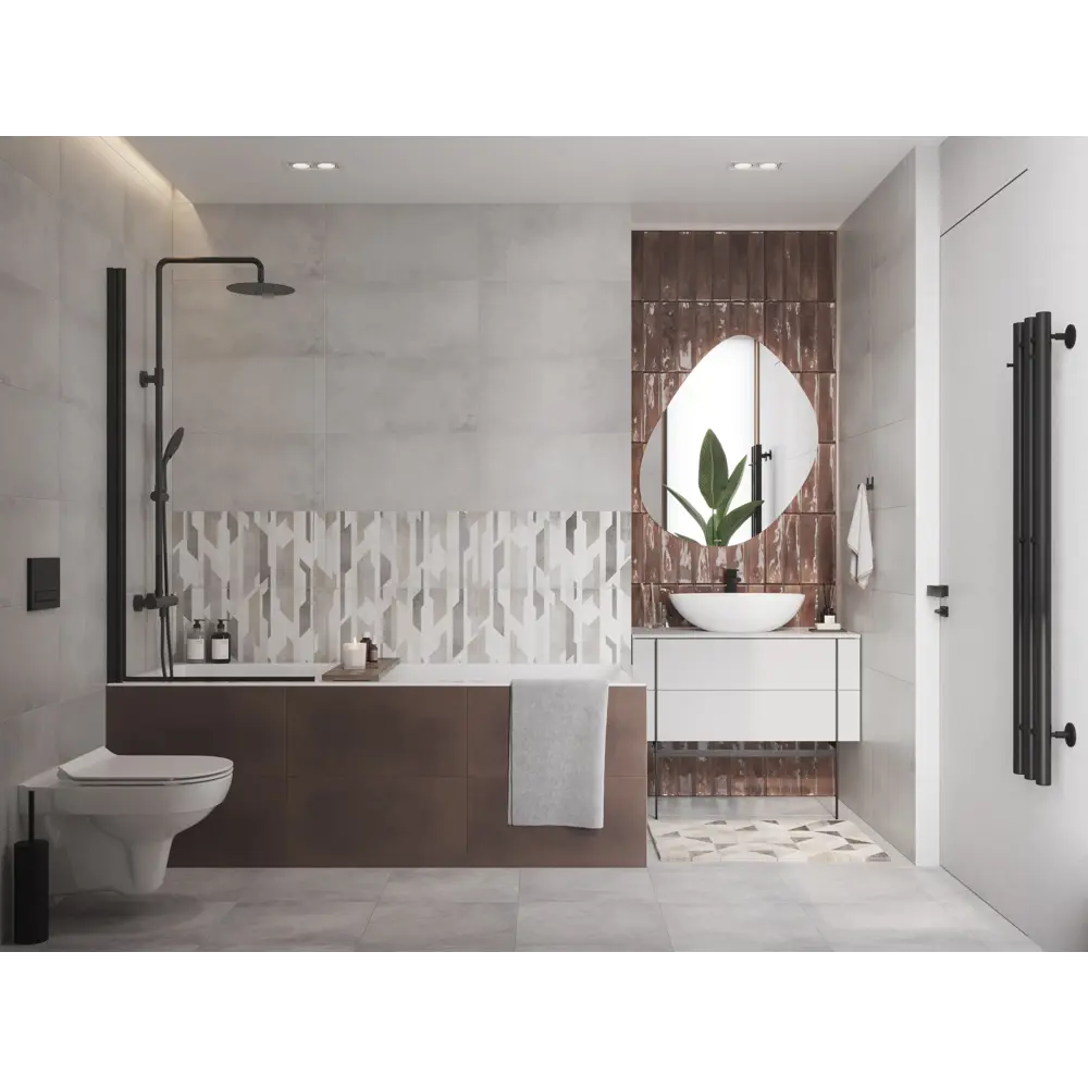 Плитка настенная KREAFORTA Cascada 29.8x59.8 см 1.425 м² матовая цвет светло-серый 89440750 STLM-2179230 - Вид №3