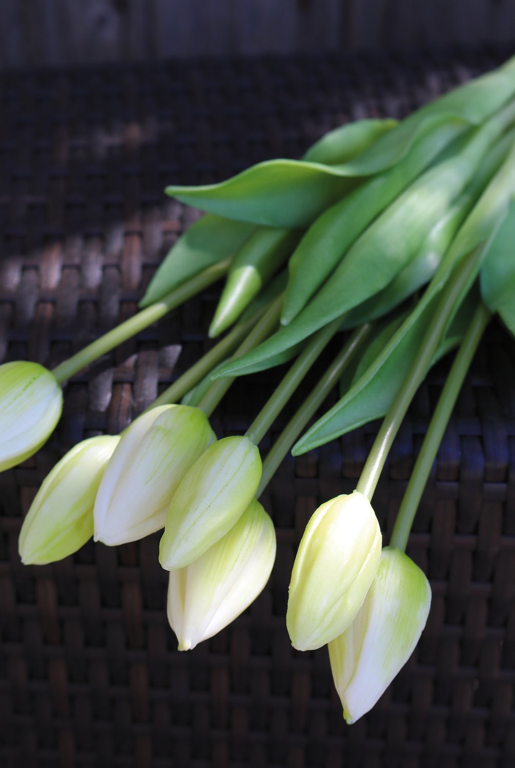 2942 708 a3 Букет тюльпанов из шелка, 7-кратный, 44 см, real touch, бело-зеленый H-andreas  - Вид №7