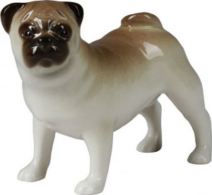 10572261 Императорский фарфоровый завод Скульптура "Мопс стоящий Арчи" Фарфор твердый
