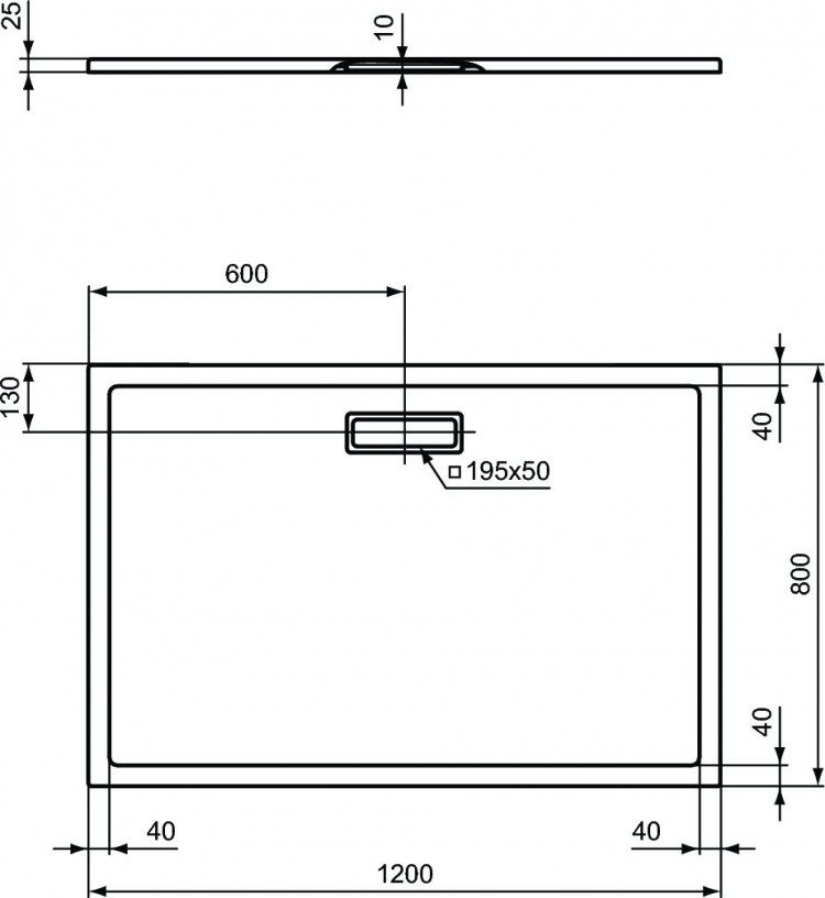 T4469V3 Ультратонкий акриловый прямоугольный душевой поддон 1200x800x25 мм Ideal Standard ULTRAFLAT NEW  - Вид №5