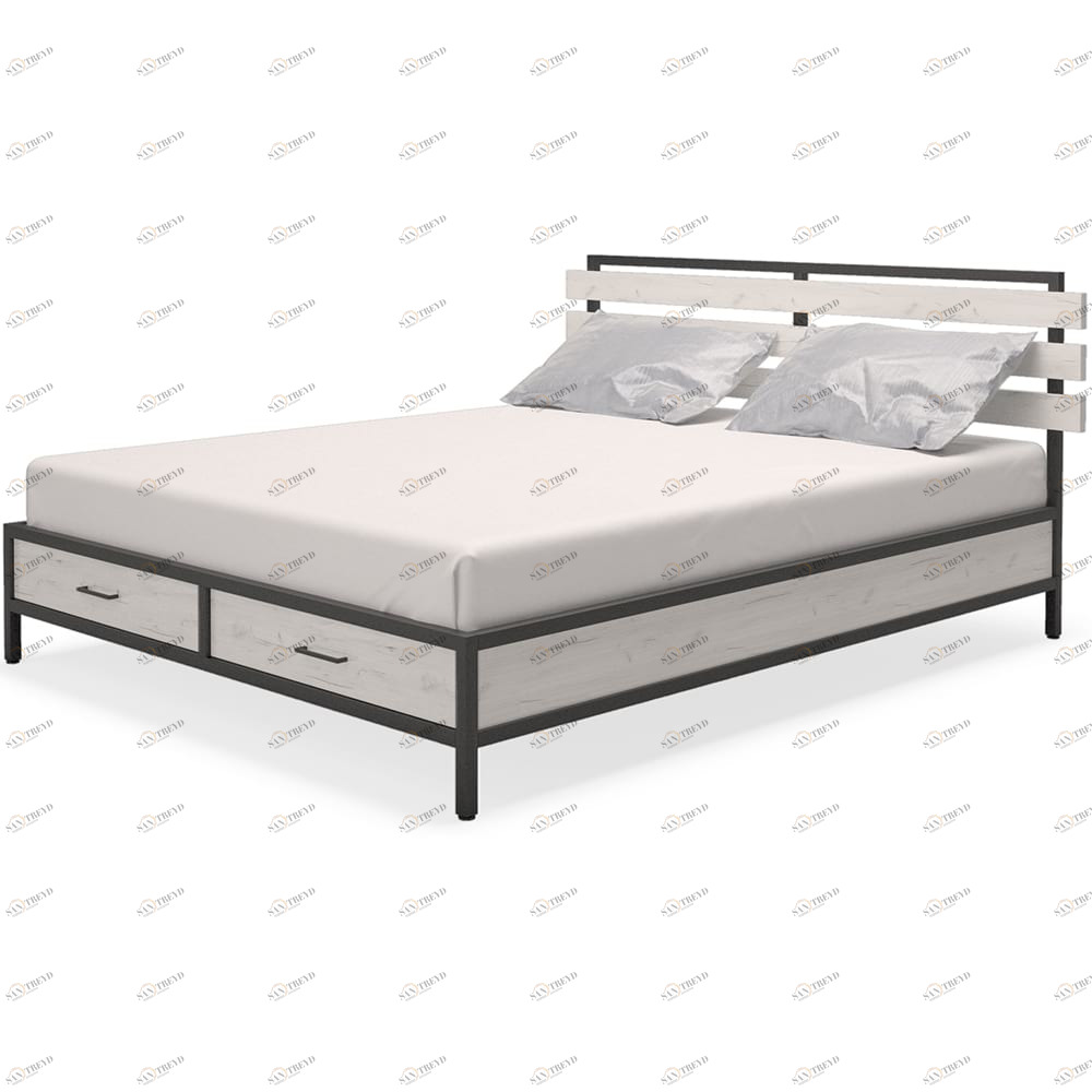 Кровать двуспальная 160х200 белая Neo Loft MILLWOOD TWINKLE 134474 Молочный 