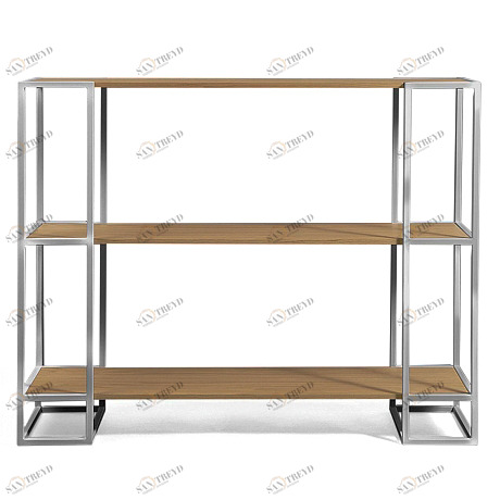 Стеллаж металлический низкий темный дуб Smolling 3 white INTELLIGENT DESIGN СТЕЛЛАЖИ SMOLLING 260795 Белый;коричневый 