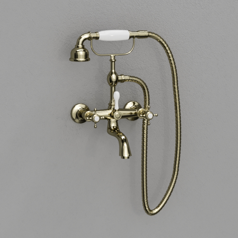 739491 Смеситель на ванну с душевым комплектом, цвет Золотистый Kerasan RETRO Италия 