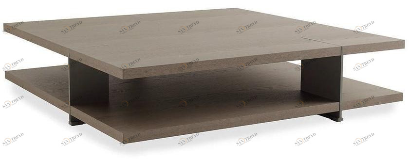 Poliform Низкий столик из фанерованной древесины с журнальной полкой Bristol sun-id-1484345