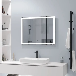 Зеркало для ванной Status с подсветкой 80x60 см цвет серый