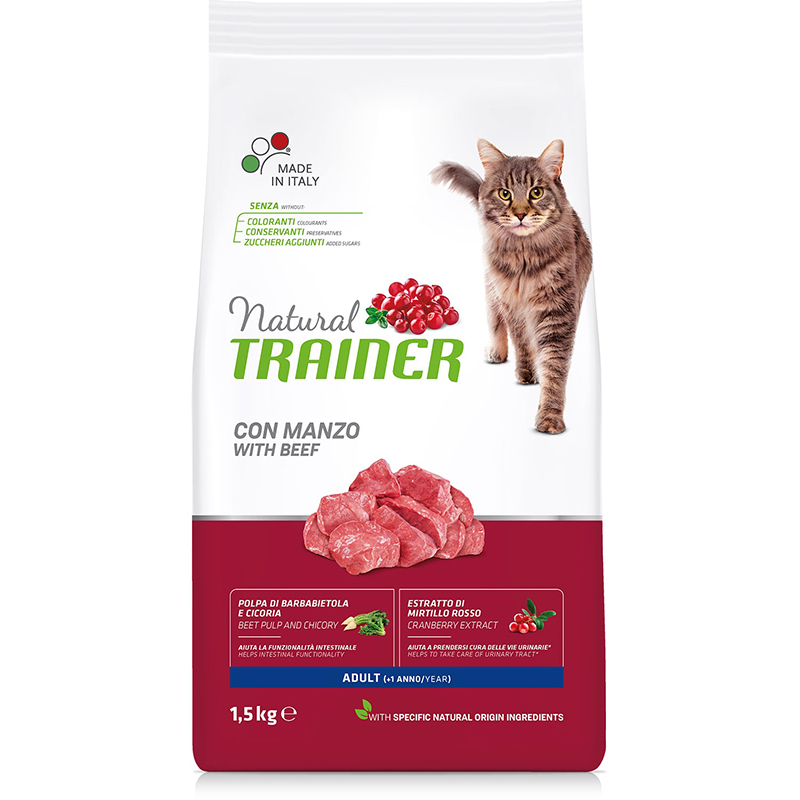 ПР0031355 Корм для кошек TRAINER Natural Adult with Beef говядина сух. 1,5кг NATURAL TRAINER 