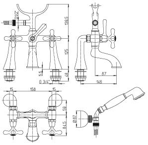 Paini Liberty 17CR108 смеситель для ванны - Вид №1