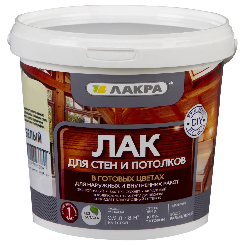 Лак тонированный для стен и потолка Лакра цвет белый 0.9 л 18552170 STLM-2053630  - Вид №2