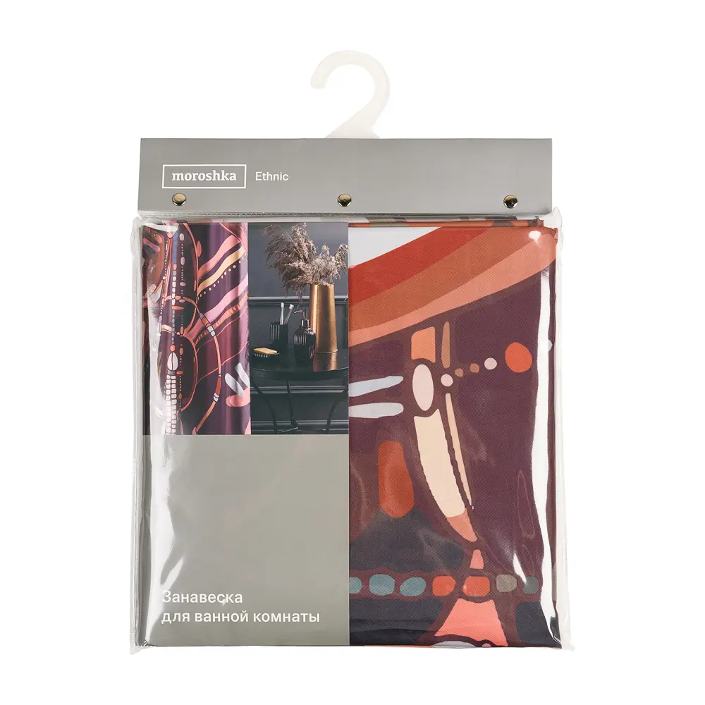 Штора для ванной Ethnic 180x200 см полиэстер цвет коричневый WESS STLM-2176106 - Вид №4