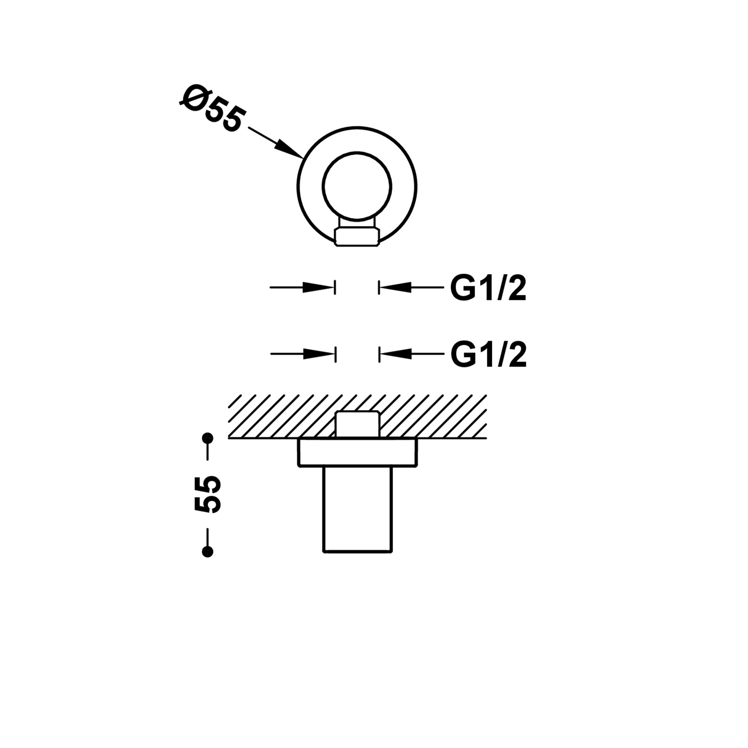 Колено с настенным соединением для шланга-20518301 TRES RICAMBI - Вид №1