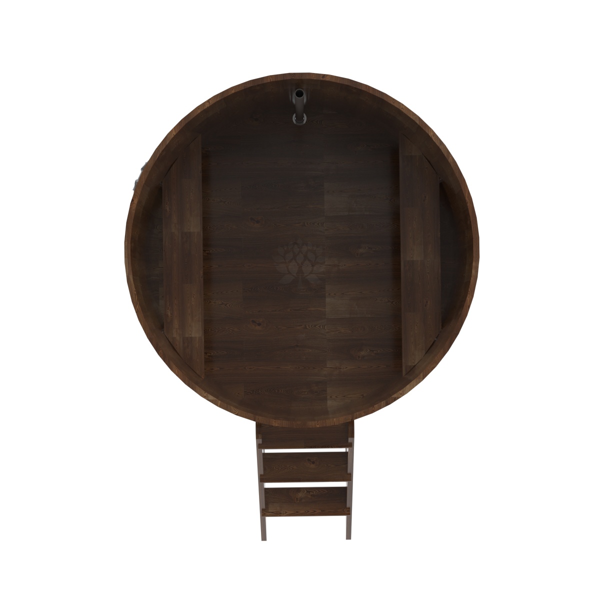 1524 Купель круглая из сращенных ламелей лиственницы d=1,50х1,2 морёная Alyarus  - Вид №4