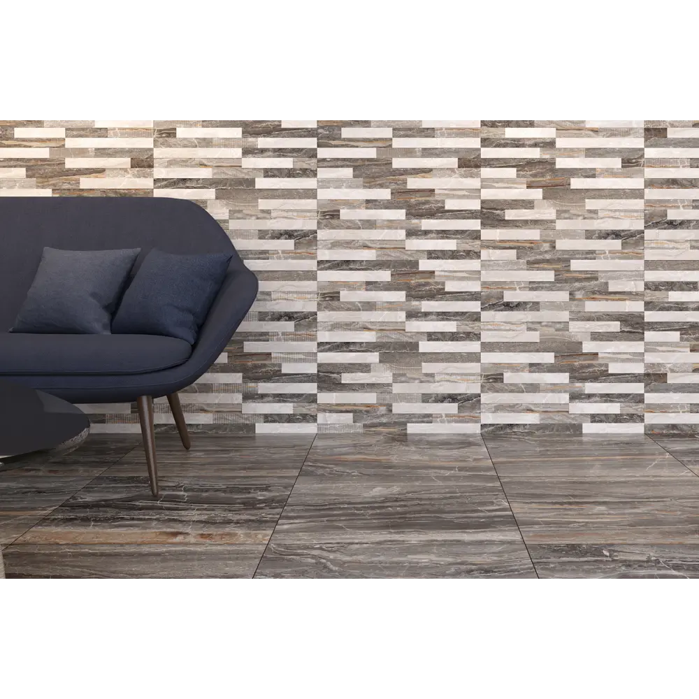 Керамогранит Vitra Bergamo 3D 30x60 см 1.08 м² цвет серо-коричневый 82330386 STLM-2201881 - Вид №2