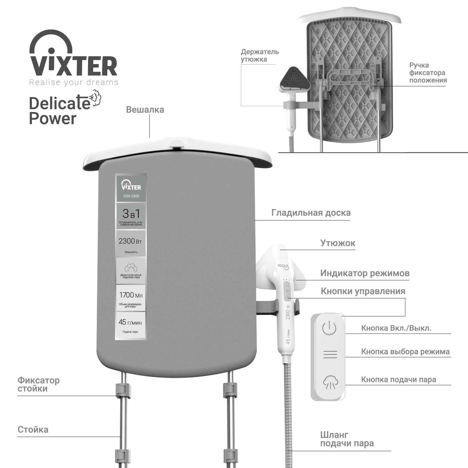 9921685 Отпариватель VIXTER GSV-5300 белый STDN-0128177 - Вид №14