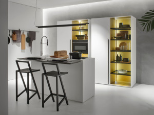 Кухня с островом в Fenix