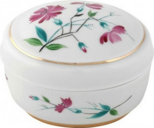 1048194 Императорский фарфоровый завод Туалетная коробочка "Гвоздика" Фарфор твердый