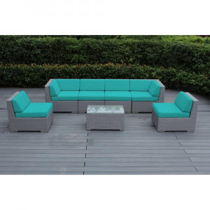 YR822BM Beige/Mint Плетеный модульный диван Afina