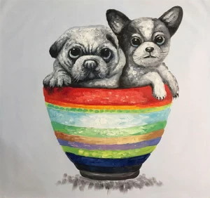 Картина на холсте 100х100 см "Маленькие друзья" EVENHOME КАРТИНЫ МАСЛОМ 130082 Бежевый;красный;черный;разноцветный