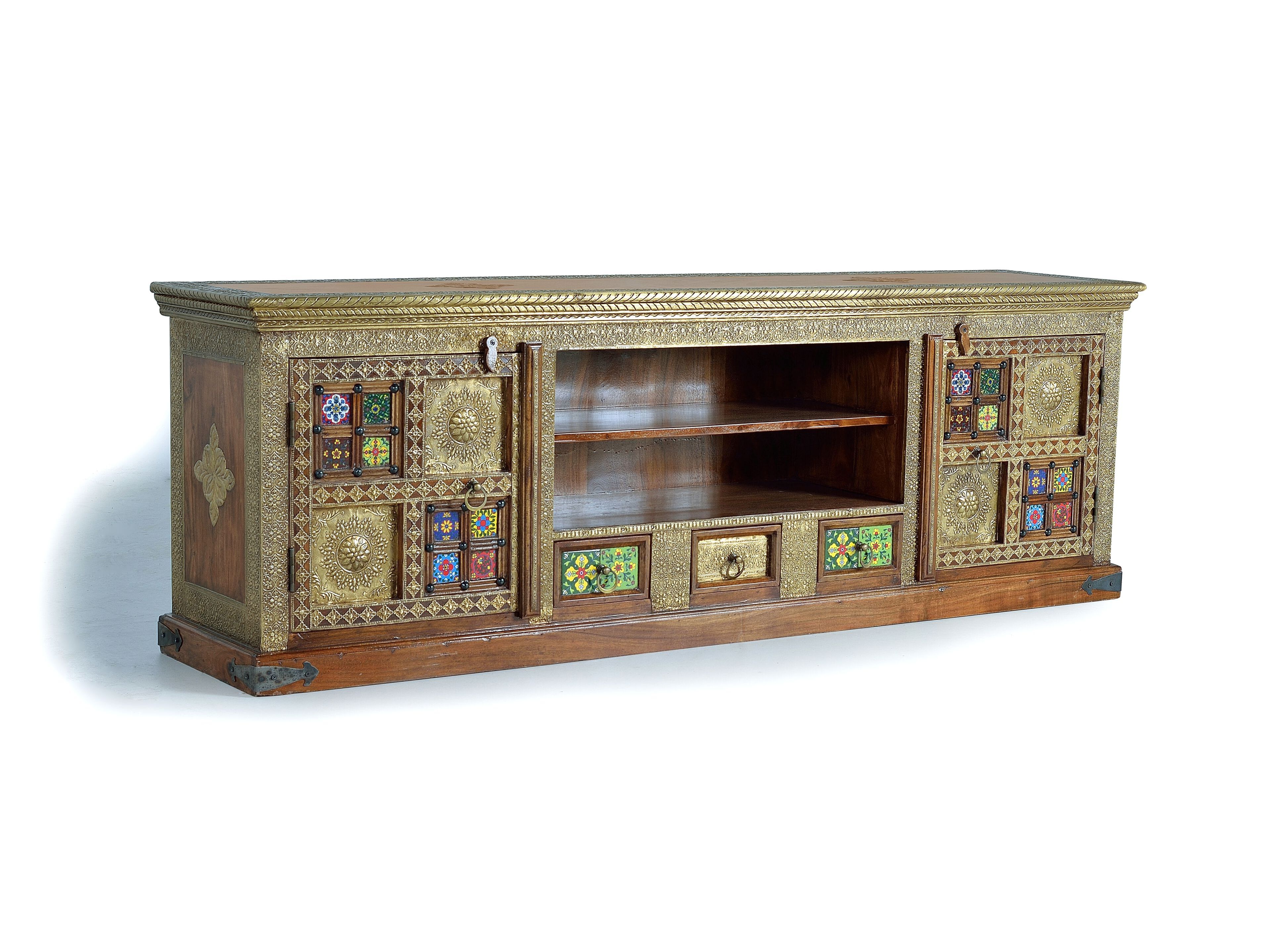 ТВ-шкаф из акации с выдвижными ящиками и распашными дверцами Giner y Colomer Benìn ARCH-00132111 - Вид №1