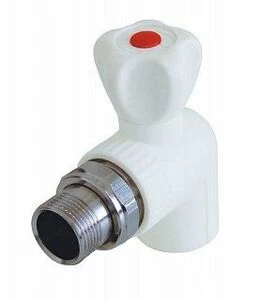 Кран шаровый KALDE D25х1/2" НР угловой с американкой белый